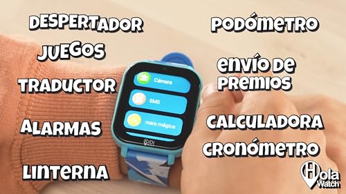 Cefa Toys - Reloj Inteligente Holawatch X Plus Blue Android, con 4G LBS/WIFI, GPS, Tarjeta SIM, Cámara, Juegos, Llamadas, Videollamadas, Whatsapp, Medidor de Pasos, Correa Extra, Protector de Pantalla