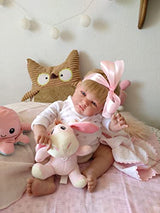 Reborn Valeria,Reborn Vinilo DE Silicona 52CM,2,3KG,RASGOS FACIALES como LOS DE UN Bebe Real,BOLSITAS EN Ojos,Nariz CHATA,Carita Redonda,Manos Y PIES con LA Medida DE UN Recien Nacido.