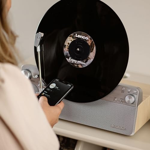 Lenco LSA-071SI - Tocadiscos Vertical Totalmente automático con Altavoces incorporados y Bluetooth® - Plata