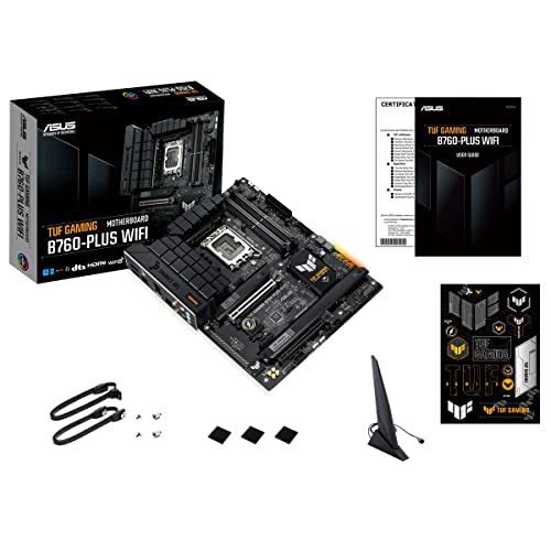 TUF Gaming B760-PLUS WiFi - Placa Base ATX Intel B760 (LGA 1700) con DDR5, Ranura PCIe 5.0, 3X PCIe 4.0 M.2, 12+1 DrMOS, 2.5Gb Ethernet, DisplayPort, HDMI, USB 3.2 Gen 2 Tipo C, Aura Sync