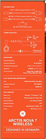 SteelSeries Arctis Nova 7 Wireless - Cascos Gaming Inalámbricos Multisistema - Controladores magnéticos de neodimio - 2,4GHz + Bluetooth - 38h de batería - Micro ClearCast Gen2 IA - PC,PS5,VR