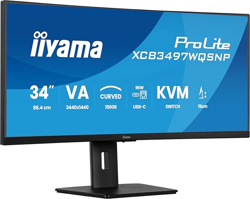 iiyama ProLite XCB3497WQSNP-B1 34" VA CURVO UWQHD 120Hz USB-C DOCK 96W Altavoces Altura Ajustable