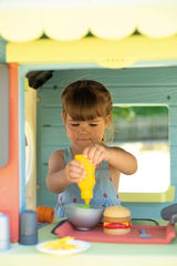 Smoby Life Chef House - Casa Restaurante de Juguete y Cocina para Niños, 48 Accesorios, Caja Registradora, Cocina, Juguete Educativo, protección Anti-UV, Material Reciclado, +2 Años (7600810407)