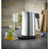 WMF Kineo Hervidor de agua con ajuste de temperatura, 1,6 l, filtro de cal, 3000 W, indicador de temperatura en vivo, hervidor eléctrico de agua de acero inoxidable mate
