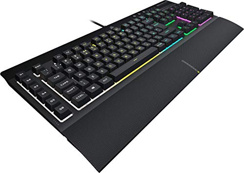 Corsair K55 RGB Pro Membrana Teclado para Juegos con Cable, IP42, Resistente al Polvo y a los derrames, 6 Teclas Macro con integración Elgato, Compatible con iCUE, QWERTY UK, PC, Mac, Xbox, Color