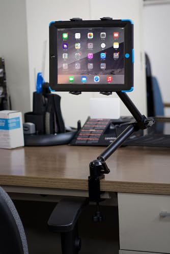 ARKON TAB802 - Soporte de Abrazadera para Tablet de Escritorio o Silla de Ruedas con Brazo de 22 Pulgadas para iPad Air iPad Pro, iPad 4, 3, 2, Galaxy Tab S 10.5, Color Negro