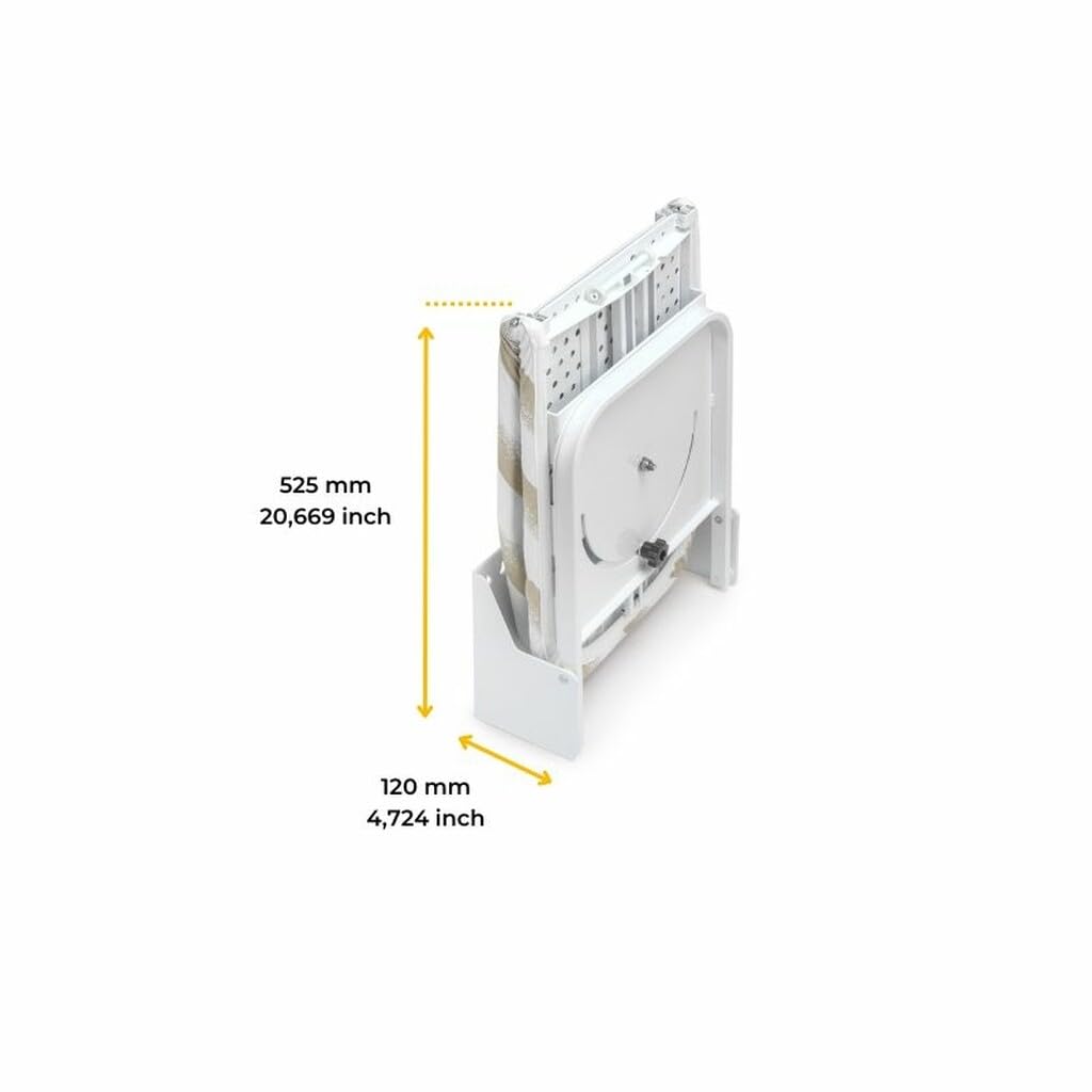 Tabla de Planchar - Tabla de Planchar Plegable a Pared, giratoria 180º, Fabricada en Acero y Madera, Color Blanco.