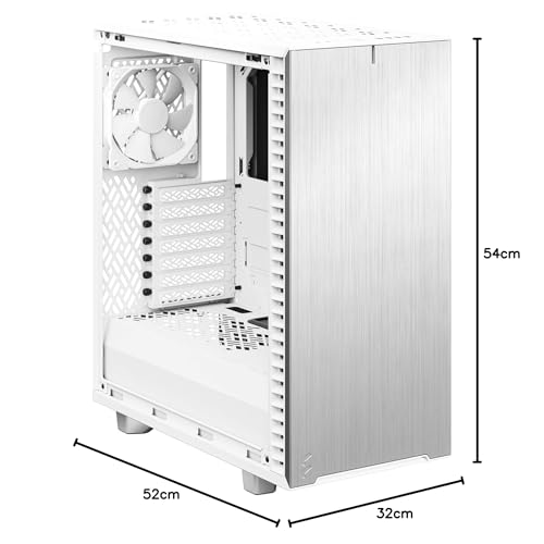 Fractal Design Define 7 Compact White Brushed Aluminum/Steel ATX Compact Silent Tempered Glass Window Mid Tower Computer Case