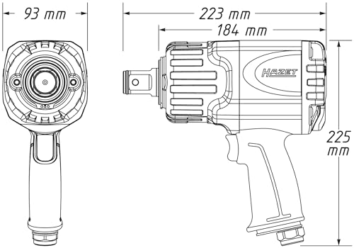 HAZET Llave de impacto neumática 9014TT I Par de apriete: 4100 Nm I Baja vibración I Manejo con una sola mano I Motor neumático de 8 palas I Accionamiento cuadrado 25 mm I Tecnología Twin-Turbo