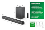 Philips TAB5309 Barra de Sonido 2.1 con subwoofer inalámbrico - Canales 2.1 de 240W, DTS Virtual X, Bluetooth 5.4, HDMI ARC, conexión óptica y conectividad USB - Gris Oscuro