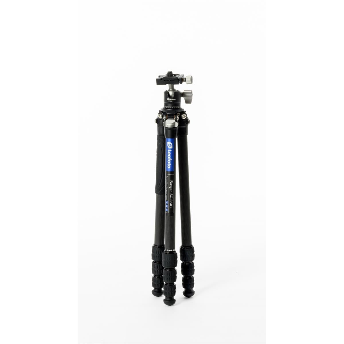 Leofoto - Ranger - Trípode de Carbono para cámaras - Incluye Cabezal esférico - Capacidad de Carga de 6 kg - Pies Extensibles - Altura mínima de 10,5 cm a una Altura máxima de 38 cm - SC-224C+