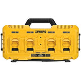 DEWALT DCB104-QW - Cargador rápido de cuatro sistemas, 18V incluyendo baterías XR Flexvolt, carga simultánea de 4 baterías, con indicador LED.
