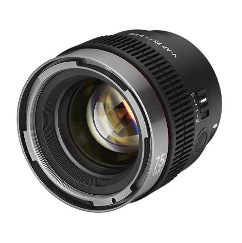 Samyang V-AF 75 mm T1,9 FE para Sony E, lente de vídeo, objetivo de enfoque automático, soporte de lentes Cine 8K, compatible con Anamórficos, interruptor personalizado y botón personalizado
