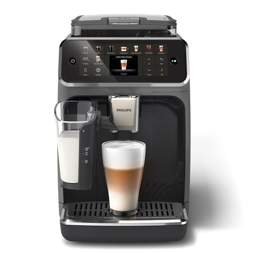Philips Cafetera Espresso Totalmente Automática Serie 5500-20 Cafés Calientes y con Hielo, Sistema de Leche LatteGo de Limpieza Rápida, 40% más Silenciosa con SilentBrew, QuickStart, Gris (EP5544/50)