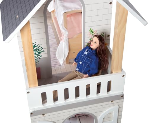 Small Foot Casa de muñecas Villa de Ensueño XL, 3 Pisos, muñecas de hasta 30 cm, Escala 1:6, Aspecto de Madera, 12730