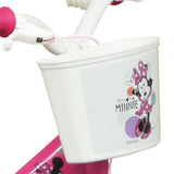 Bicicleta de 10 Pulgadas para niño, niña, Minnie/Disney con 1 Freno Delantero calibrador, Cesta Delantera, Guardabarros, cárter, Ruedas y 2 estabilizadores extraíbles, Rosa