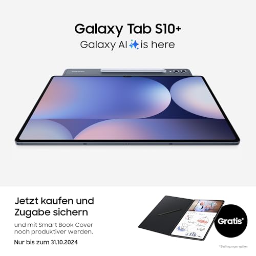 Samsung Galaxy Tab S10+ AI Tablet Android, 12 GB de RAM, 256 GB de Memoria, Pantalla AMOLED, Revestimiento antirreflectante, Incluye S Pen, WiFi, Moonstone Gray, 36 Meses de garantía del Fabricante