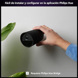 Philips Hue Secure Cámara de Video Vigilancia Inteligente para Exteriores o Interiores, Inalámbrica, Full HD Video, Fácil de Instalar, Control de Vigilancia y Luz con Solo una App, Negro