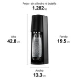SodaStream Terra Pack - Máquina Gasificadora de Agua Color Negro, Incluye 1 Botella Fuse de 1L 2 Botellas Fuse de 0,5L y 1 Cilindro de Gas Color Rosa, Para Preparar Hasta 60L de Agua con Gas