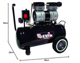 CEVIK PRO - CA-PRO24SILENC - Compresor Aire Silencioso - 62 dB - 24L - 1.5HP - Máx 8 Bar - 150 l/min - Sin Aceite - Dos Salidas de Aire - Compacto y Portátil - Compresor de Pintura y Neumática