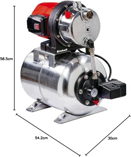 Einhell GC-WW 1250 NN - Grupo de presión con Hidrobox (1200 W, 5000 L / h Tasa de suministro máx., Presión de entrega máxima 5 bar, interruptor de presión, manómetro, contenedor de 20 L)