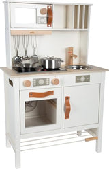 small foot Cocina Infantil Blanco Tasty, Madera Placa luz Sonido, Incl. Acc.de 5 Uni, de 3 años, 12673, Color Colorido