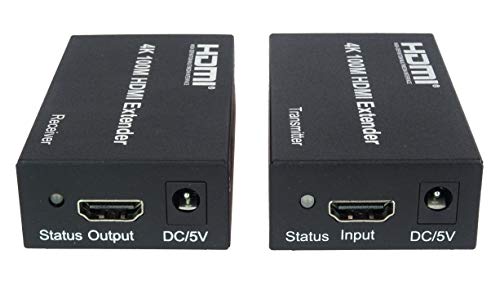PremiumCord 4K Extensor HDMI a 100 m a Través de Cable de Conexión Cable Cat5e/Cat6, Carcasa Metálica, Estado LED, Compatible con Vídeo 4K UHD, Full HD 1080p 60Hz, HDCP, Negro