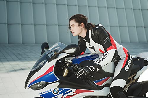SHIMA MIURA RS Traje Moto Mujer - Traje de cuero de 1 pieza, deportivo, de competición, ventilado con deslizadores en hombros y rodillas, almohadillas CE en espalda, hombros y codos (40, Blanco/Fluo)
