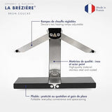 Louis Tellier - Máquina de Raclette Tradicional Brézière® Basalte Inox - 1/4 o 1/6 de Queso – 1-4 Pers - Rampas de Calentamiento Ajustables en Altura y Plegables - 230V - Made in France