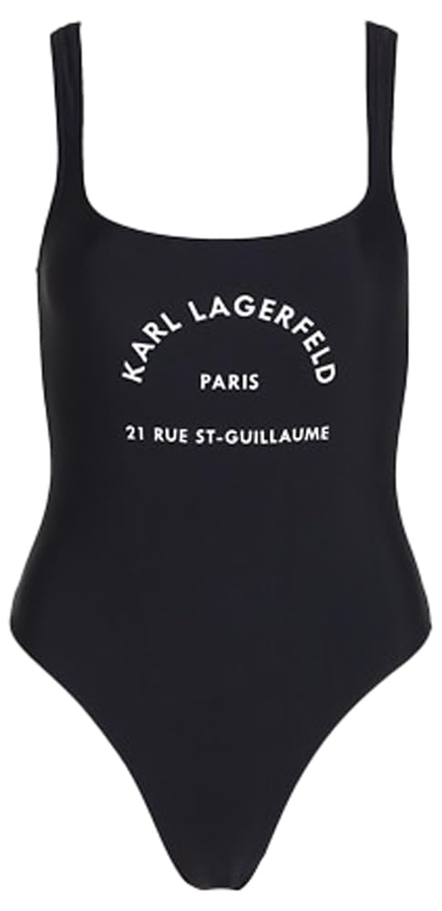 KARL LAGERFELD B.V Rue St Guillame Logo Cheeky Swimsuit Traje de baño de una Pieza, Negro, M Mujeres