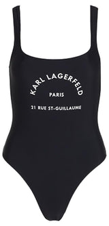 KARL LAGERFELD B.V Rue St Guillame Logo Cheeky Swimsuit Traje de baño de una Pieza, Negro, M Mujeres