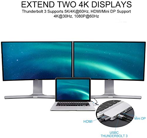 Hyper Pro - 8 en 2 con 8 HDMI 4K USB 3.0 USB-C Mini DisplayPort y Lector de Tarjetas SD y Micro SD - Plata