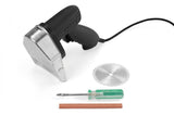 HENDI Cortador eléctrico para kebab, shawarma, gyros, corte ajustable 0-8mm, cuchilla: 2600 rpm, cuchillo eléctrico profesional para cortar carne, 80W, 60kg/h, 230V, 202x125x(H)182mm, acero inoxidable