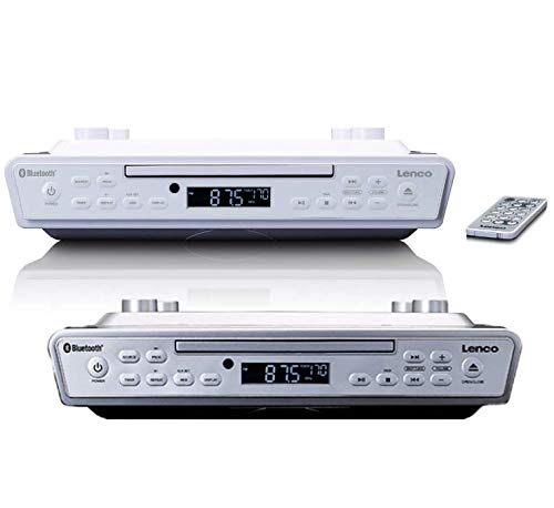 Lenco KCR-150 A003089 - Radio FM con Kit de Montaje para subestructura (2 x 3 W RMS, función Temporizador), Color Blanco