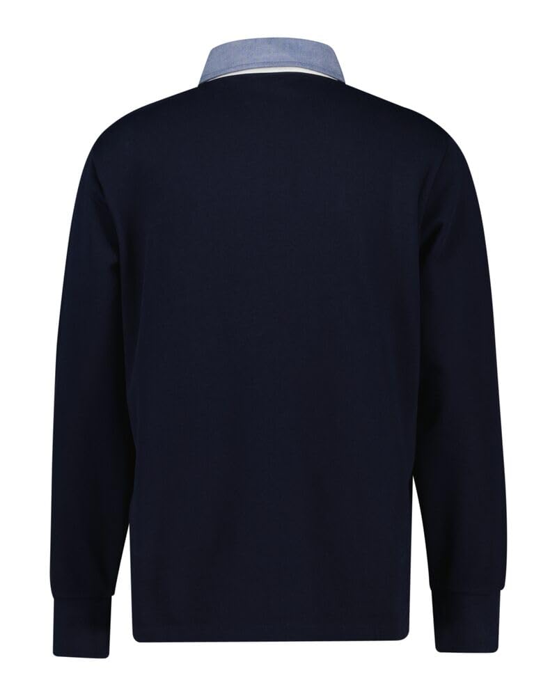 GANT Hombre Polo De Manga Larga Chambray Regular Heavy Rugger, Evening Blue, L