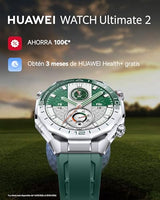 HUAWEI Watch Ultimate 2 Smartwatch, Prestaciones de Golf Profesional, Buceo de 150 Metros, Comunicación Subacuática Basada en Sonar, Tecnología Multi Sensor X-Tap, Llamadas eSIM sin Teléfono, Verde