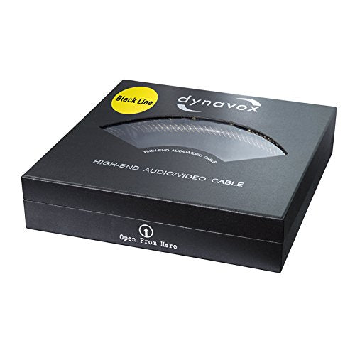 Dynavox Black Line cable estéreo RCA de alta gama, cable RCA premium con blindaje múltiple, cobre de alta pureza, conectores chapados en oro de 24k, longitud 0,6m