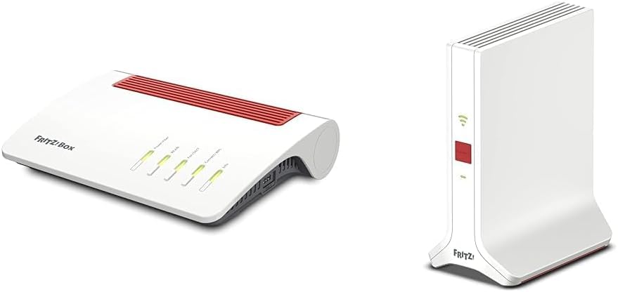 Fritz!Box 5590 Fiber (Wi-Fi 6 Módem de Fibra óptica (Wi-Fi AX), hasta 2400 Mbps (5 GHz) y 1200 Mbps (2,4 GHz), Wi-Fi Mesh, Base DECT, Puerto de 2,5 Gigabit, Blanco, Adecuado para Alemania)