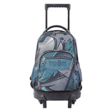 TOTTO - Mochila Escolar con Ruedas Eco-Friendly, Modelo Resma, Capacidad 20 L, Bolsillo para PC 14" y Bolsillos para Botella, Correas en S para Mayor Comodidad, Resistente, Estampado Lienzo