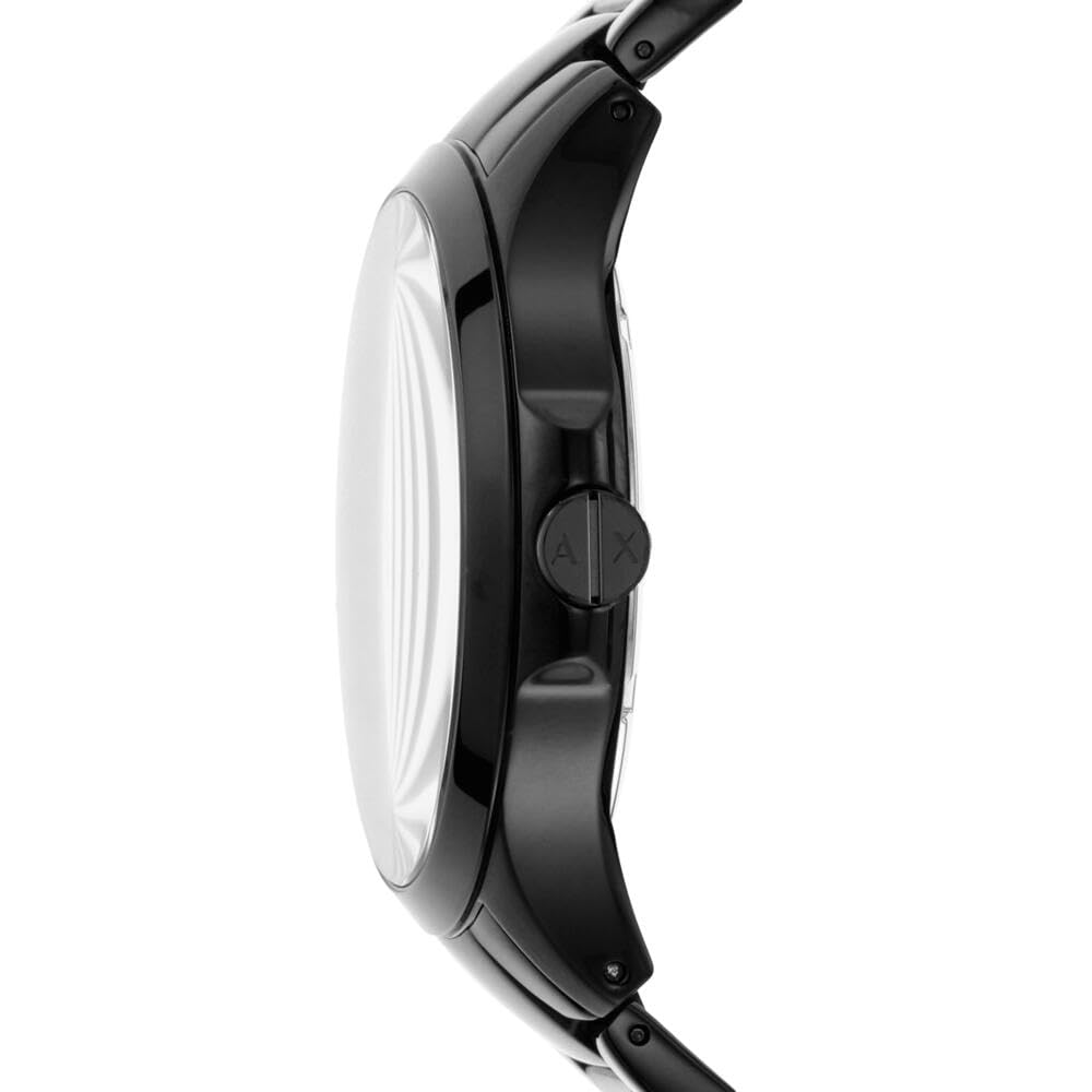 Armani Exchange Reloj Hombre, Movimiento Fecha Cuarzo Tres Agujas y Caja 46mm con Pulsera Acero Inoxidable
