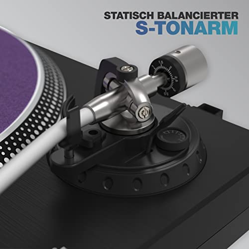 Glorious VNL-500 tocadiscos de accionamiento directo para DJ o Hifi con salida USB para grabación digital, selección de velocidad 33/45, rango de paso ajustable, carcasa, cartucho y cubierta antipolvo