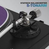 Glorious VNL-500 tocadiscos de accionamiento directo para DJ o Hifi con salida USB para grabación digital, selección de velocidad 33/45, rango de paso ajustable, carcasa, cartucho y cubierta antipolvo