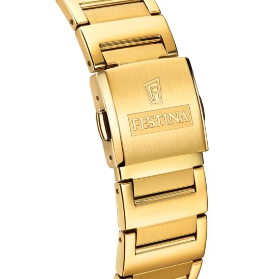 Festina Reloj Hombre F20678/4 On The Square Caja de Acero Inoxidable 316l Dorado Correa de Acero Inoxidable 316l Dorado