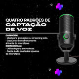 JBL Quantum Stream Studio, Micrófono USB cuádruple para streaming, grabación y gaming, con cuatro patrones de captación de voz y medidor de VU RGB, compatible con JBL QuantumENGINE