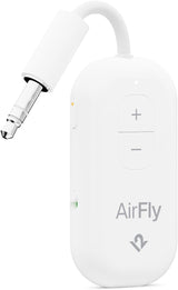 AirFly Pro 2 - Adaptador Bluetooth para avión, par 2 AirPods o Auriculares inalámbricos - Transmisor y Receptor Bluetooth AUX de 3,5 mm para Coches, Barcos, Cintas de Correr, televisores, Esenciales