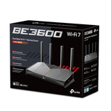 TP-Link Archer GE230 Wi-Fi 7 Gaming Router, WiFi de Doble Banda BE3600, 2 Puertos × 2,5 Gbps + 3 × Puertos Gigabit, MLO, HomeShield, USB 3.0, EasyMesh, Red privada para Gamers, iluminación RGB sin
