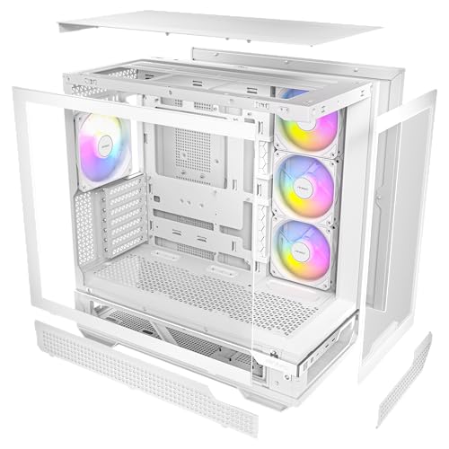 Antec C7 ARGB Blanco, Soporte de GPU RTX 40, 4 Ventiladores ARGB PWM de 120 mm incluidos, refrigeración Vertical, Tipo C de 10 Gbps, Paneles Frontales y Laterales de Vidrio Templado Continuo