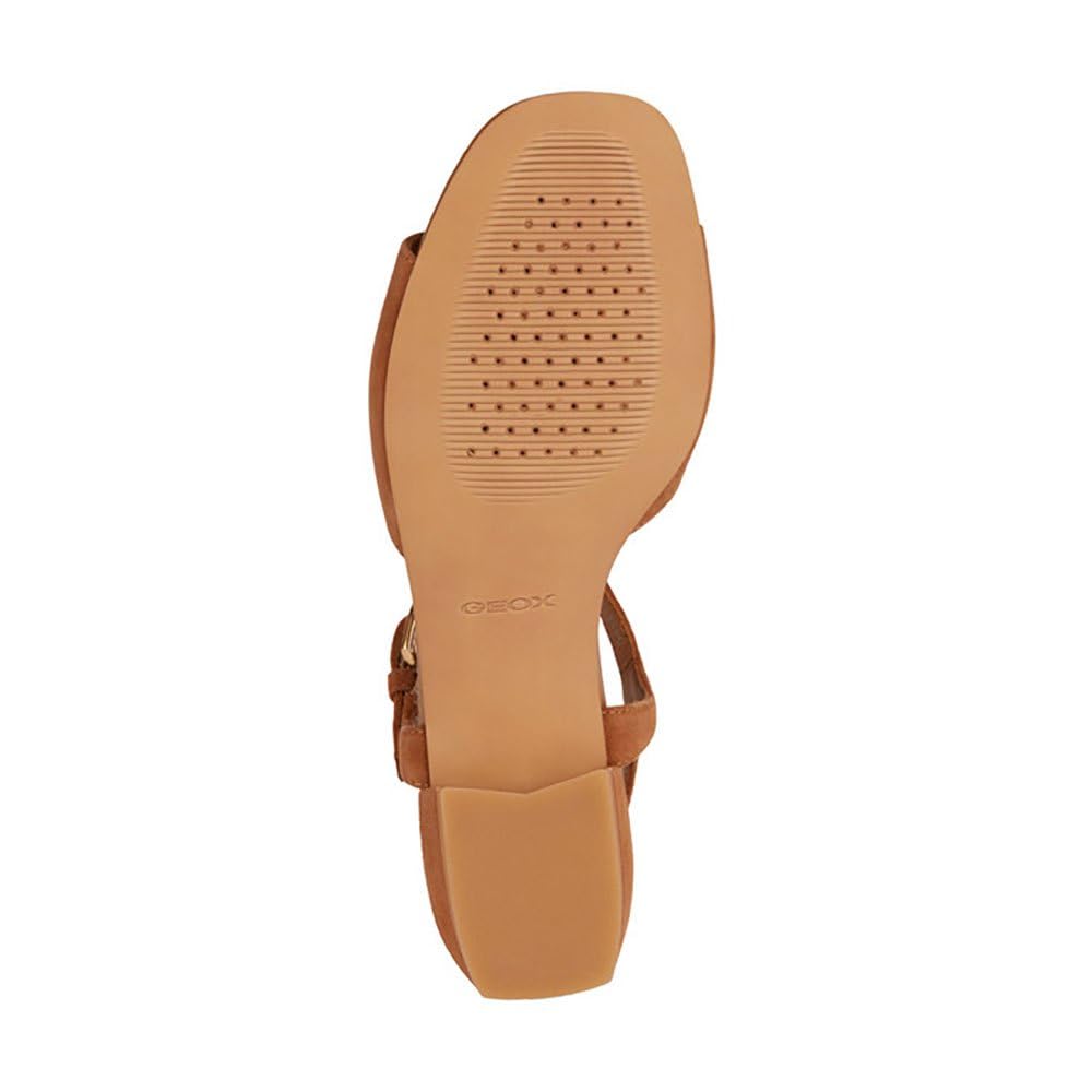 Geox D New Eraklia 15, Sandalia Plana Mujer, coñac, 40 EU