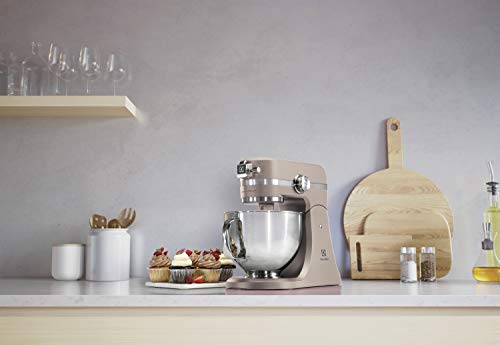 Electrolux Asistente de cocina modelo EKM5570, aparato de cocina con gancho amasador, protección contra salpicaduras, batidor de globos, tapa de fermentación, 1200 W, dos cuencos grandes de 2,9 litros