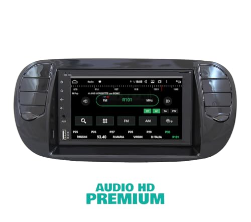 Radio de Coche para Fiat 500 Negro Brillante GPS Bluetooth WiFi USB Dab+ Touchscreen 6.2" 8core Carplay AndroidAuto